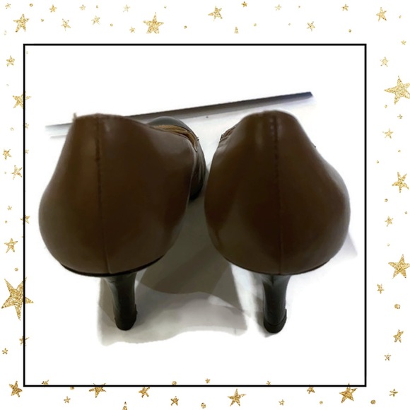 Franco Sarto Beige Black Leather Heels 8 - Picture 5 of 6